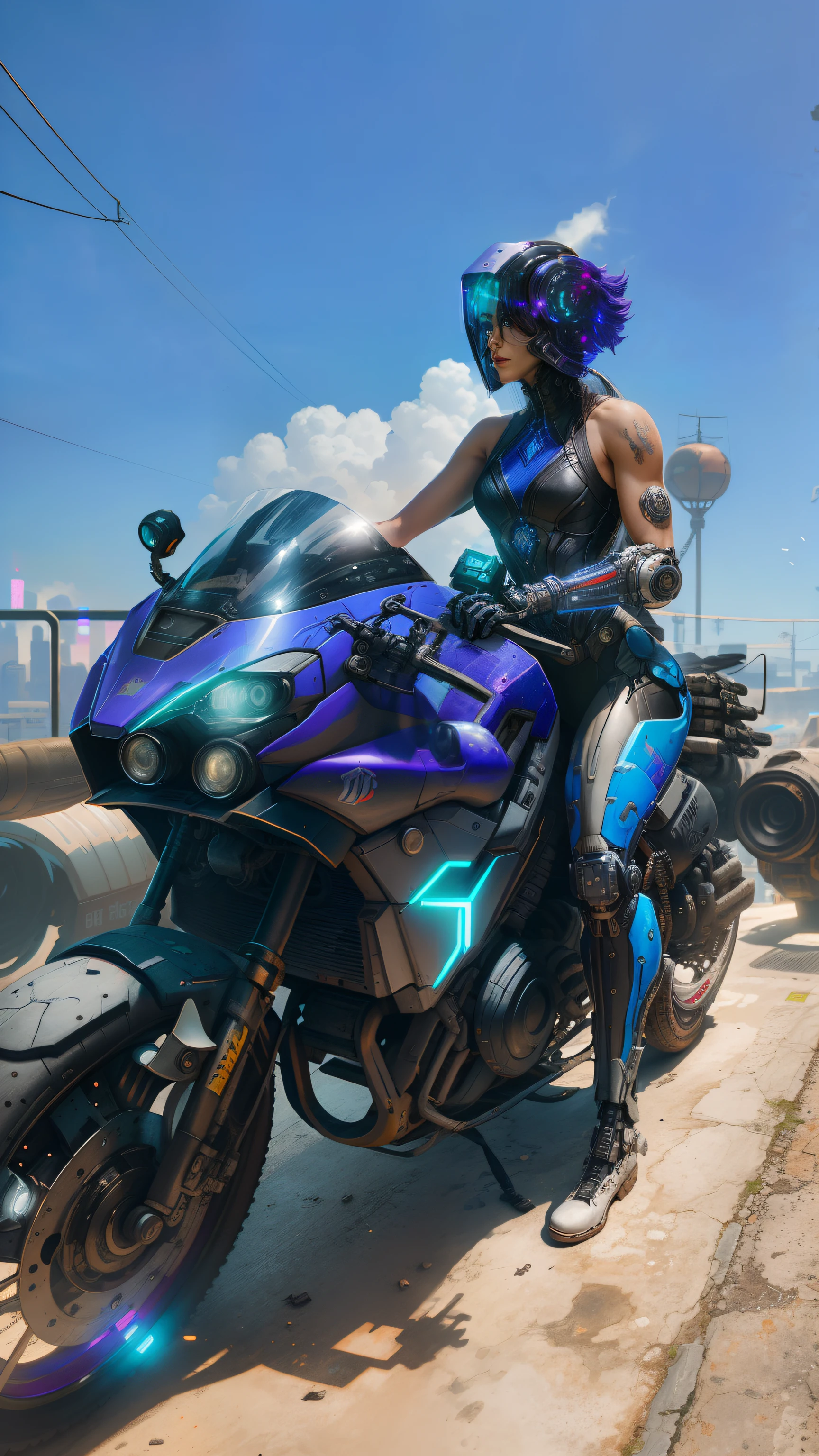 Psylocke de Marvel Photography, biomech, con casco puesto cyberpunk, casco detallado, intricate design, robot complejo, crecimiento completo, hiperrealista, insane small details, Extremely clean lines, aesthetic cyberpunk, obra maestra presentada en Zbrush Central