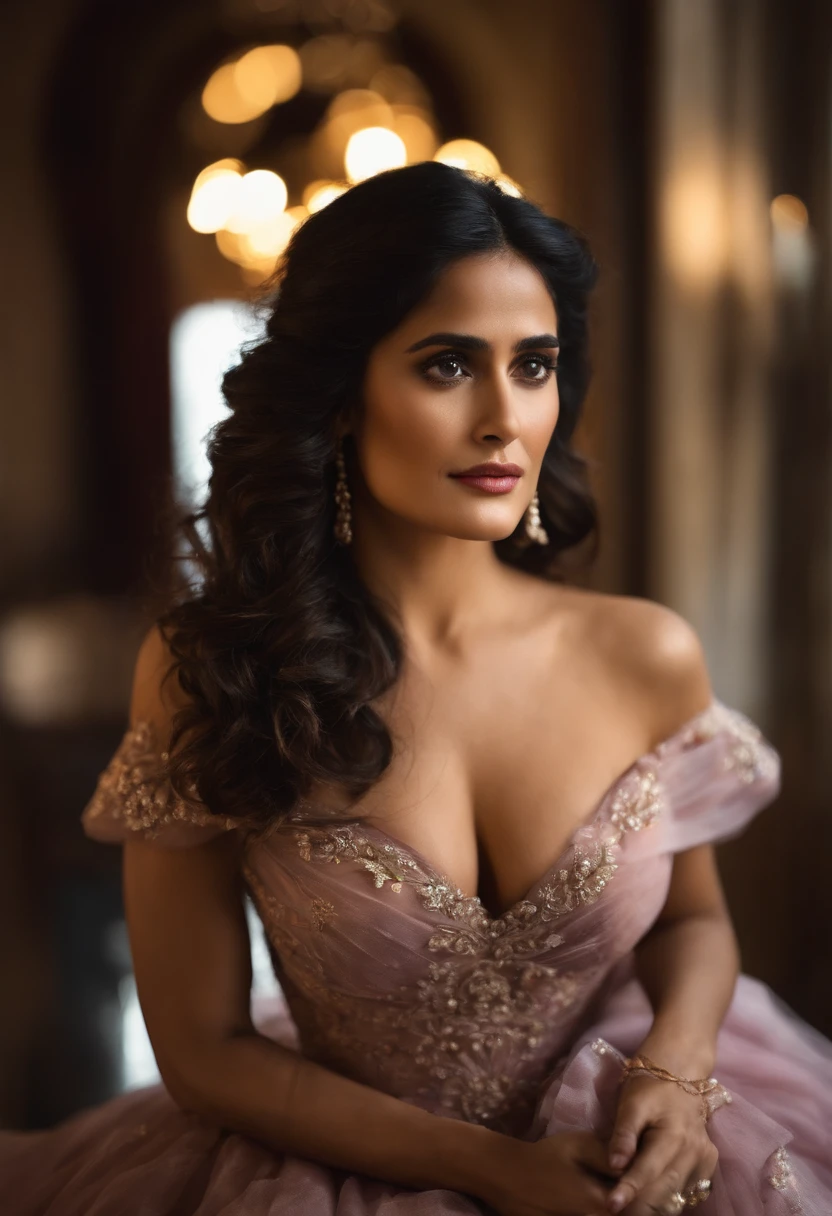 salma hayek 8k, Foto RAW, La mejor calidad, Obra maestra:1.2), (realista, fotorrealista:1.37) , 1girl, (carrusel, Noche), Miaoxiaoji(secreto_tea), Cara detallada, ojos detallados, vestido negro