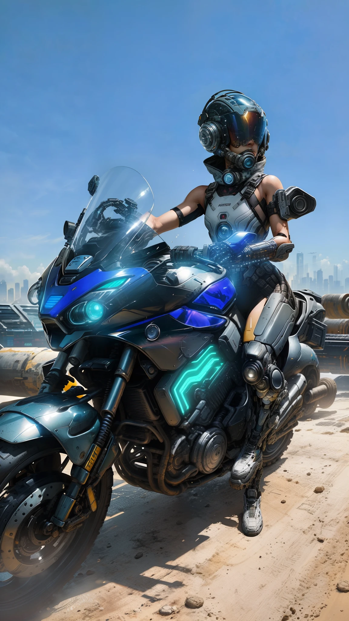 Woman of Marvel Photography, biomech, con casco puesto cyberpunk, Casco detallado, lleva casco de moto futurista, no se ve la cara, intricate design, robot complejo, crecimiento completo, hiperrealista, insane small details, Extremely clean lines, aesthetic cyberpunk, obra maestra presentada en Zbrush Central