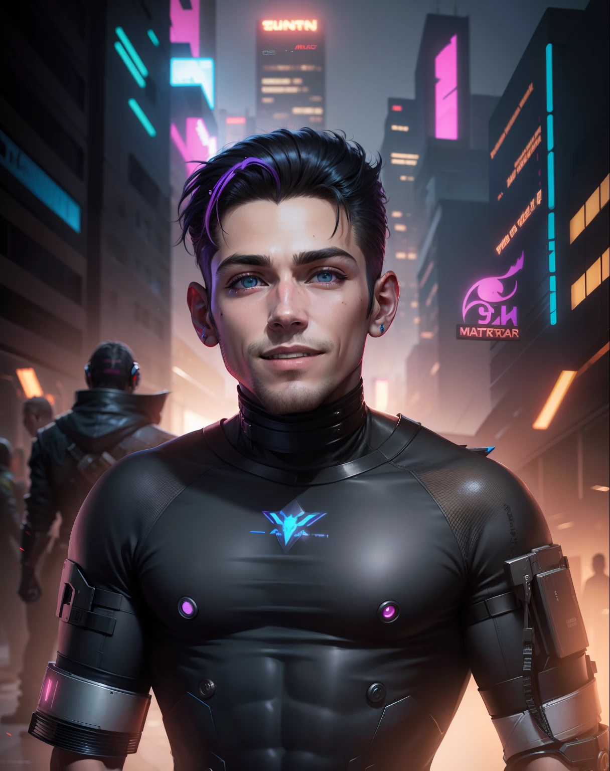 Cyberpunk, handsome boy,happy gaming boy, ultar 8k