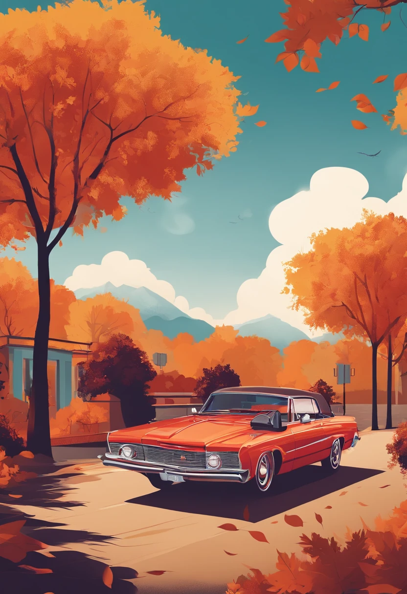 Flat illustration style,Temperate the heat,Summer and autumn colors,Business posters