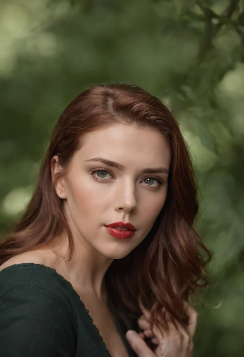 rapariga ucraniana parecida com scarlet johansson, loira, olhos verdes, baton vermelho, suada, chocker
