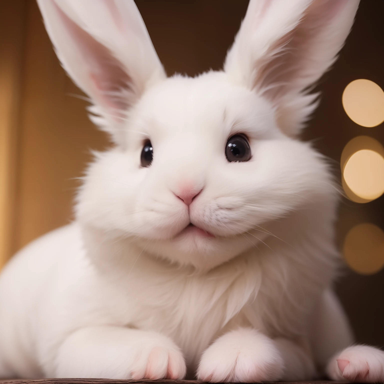 (Best quality,4K,8K,A high resolution,Masterpiece:1.2),Ultra-detailed,Warm lighting,realistic fur texture,Cute bunny,Soft fluffy,Detailed eyes,Nose and beard,playful pose,Incredibly detailed fur,Cute ears and paws,Vivid colors,Pure white fur on colored background,Art illustration style,Magical atmosphere,High contrast shadows,Bokeh