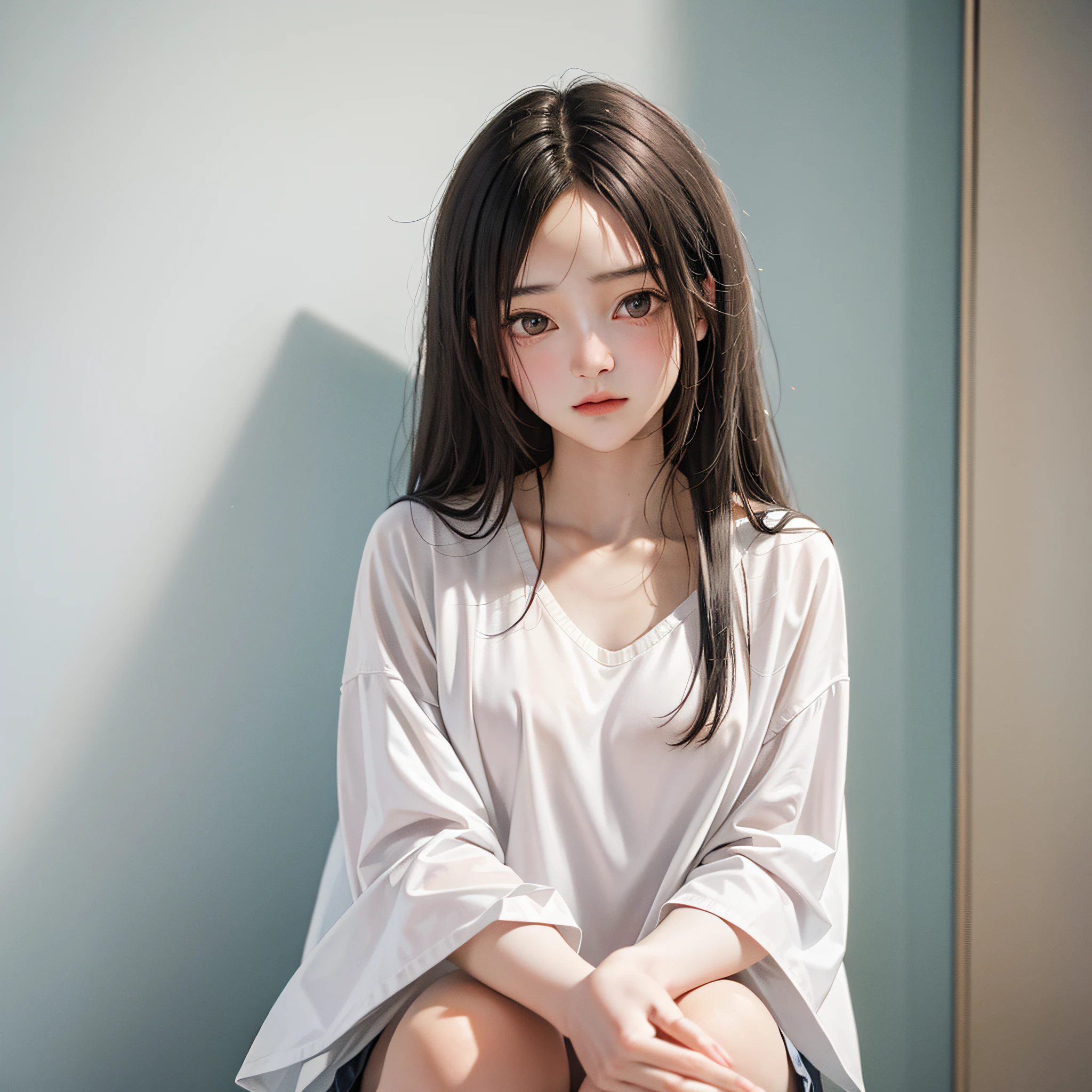 Beautiful and cute, 16-year-old high school girl, black hair and brown eyes, few friends, always expressionless.