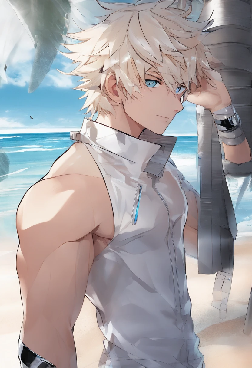 Bakugo de cueca transparente na praia 1boy