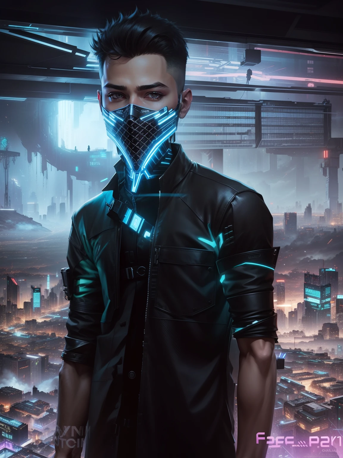 Change background cyberpunk handsome boy, realistic face,