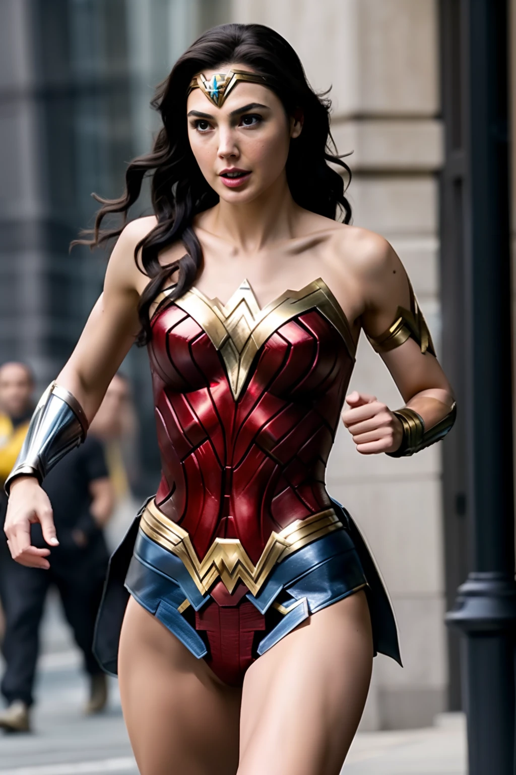 Gal Gadot、Wonder woman、Female sexy、Running in the city