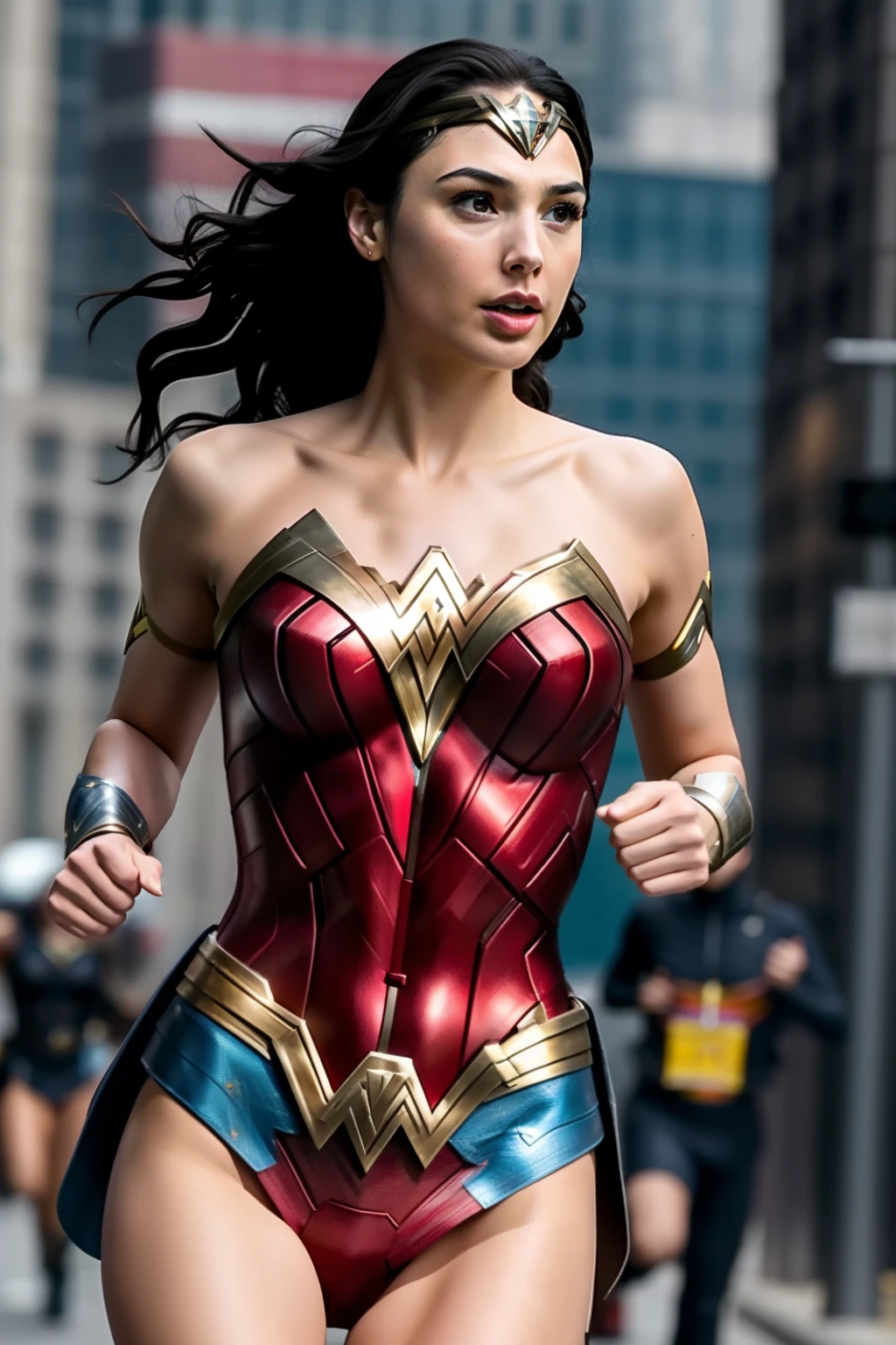 Gal Gadot、Wonder woman、Female sexy、Running in the city