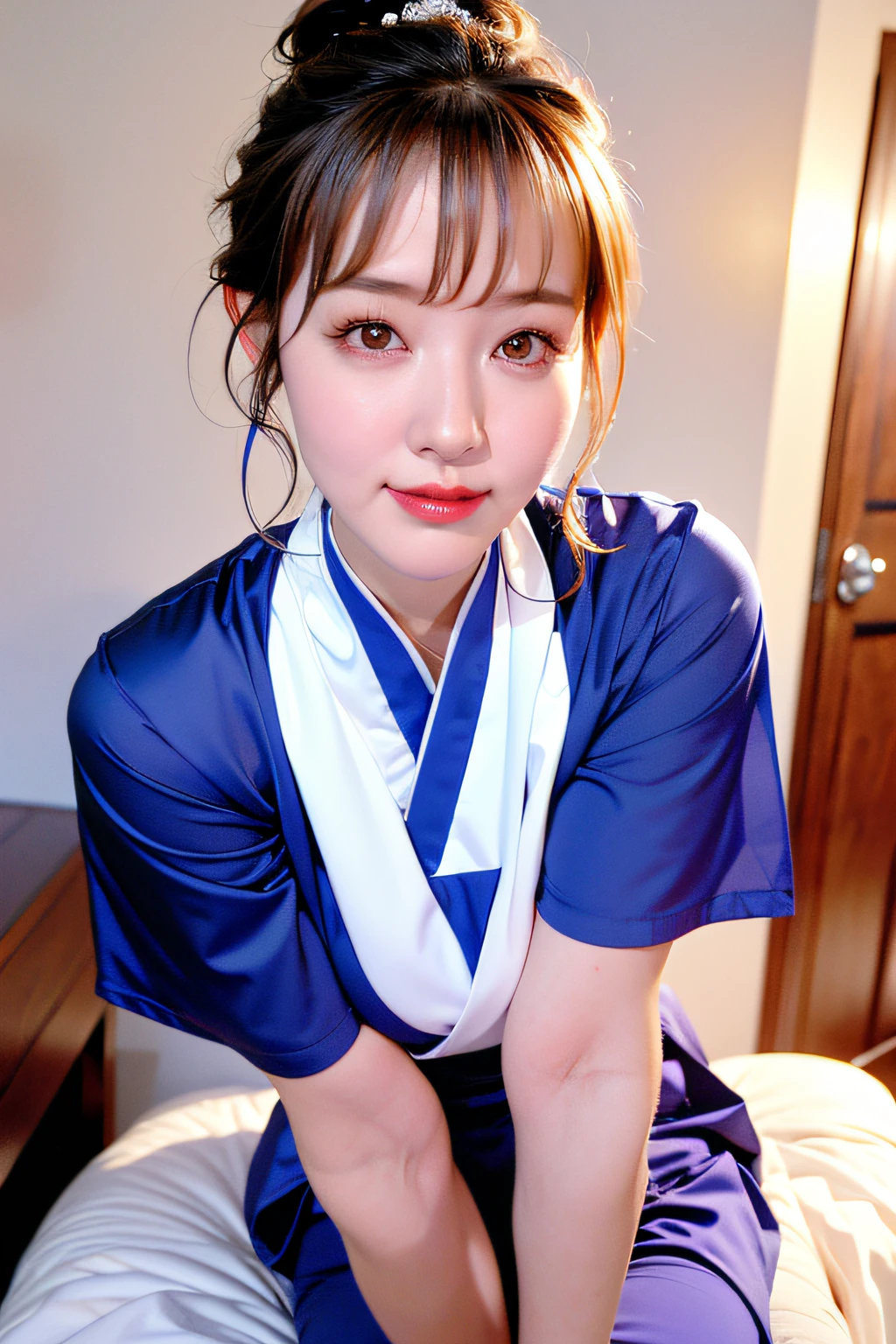 there is a woman that is posing for a picture in a room, Gorgeous young Korean woman, Young adorable Korean face, Beautiful young Korean woman, Korean Girl, Portrait of female Korean idol, beautiful Korean women, wan adorable korean face, young cute wan asian face, Cute Korean Actress, girl cute-fine-face, 8K selfie photo, ulzzangs