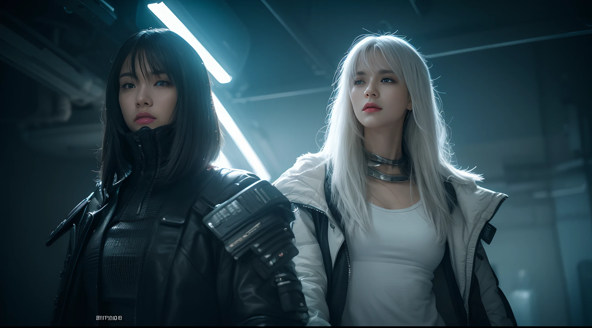 vanishing point,From the movie Matrix ,3D,solo, 1girl,battle garment,A young white haired girl from Germany,A beautiful cyberpunk female image,hdr(HighDynamicRange),Ray traching,NVIDIA RTX,Hyper-Resolution,Unreal 5,Subsurface scattering、PBR Texture、post-proces、Anisotropy Filtering、depth of fields、maximum definition and sharpness、Many-Layer Textures、Albedo e mapas Speculares、Surface coloring、Accurate simulation octane rendering of light-material interactions、Two-colored light、largeaperture、Low ISO、White balance、the rule of thirds、8K raw data、blackstockings,cinematic lighting, ray tracing, reflection light, UHD, best quality, high quality, award winning, high details, masterpiece, anatomically correct, textured skin,