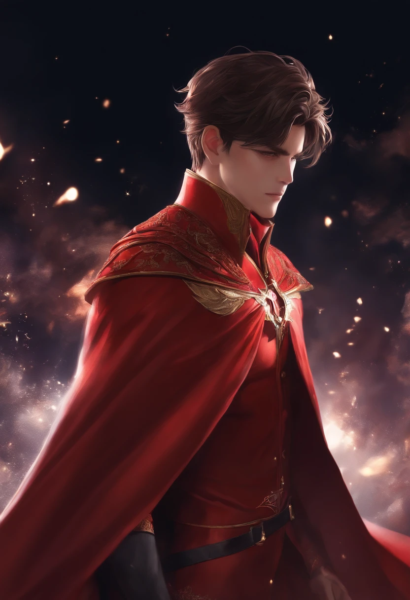 hero, male, red suit, cape, anime