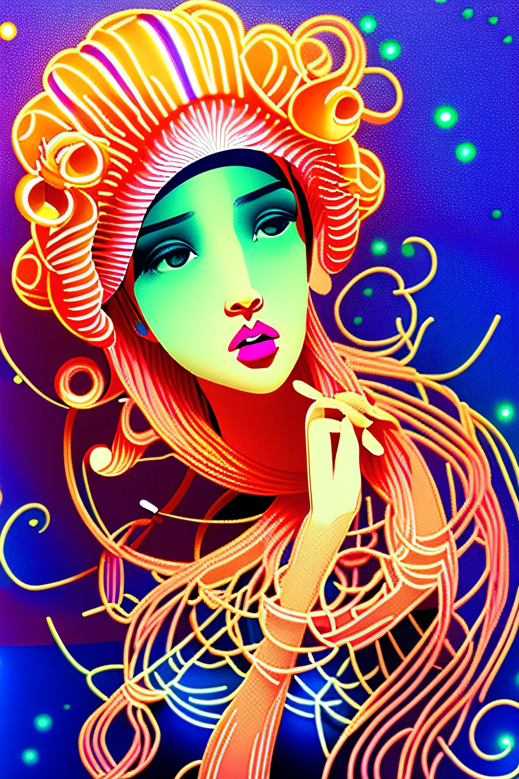(masterpiece、top-quality、top-quality、Beautifully Aesthetic:1.2)、(((Fantastic and colorful iridescent glowing neon jellyfish)))、ighly detailed、colourfull、highestdetailed