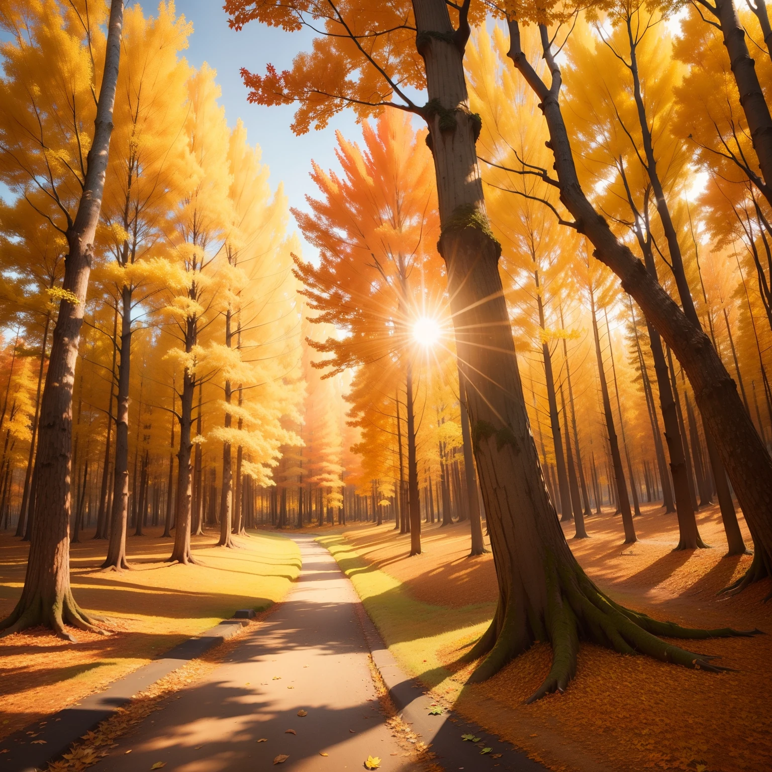Beautiful nature,autumn,sun,leaves,woods