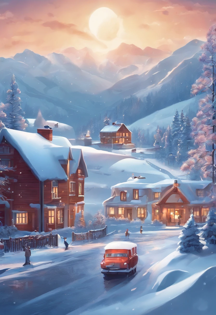 Flat illustration style,The solar term is cold,Big snowflakes,Frozen,Non-realistic,Business posters