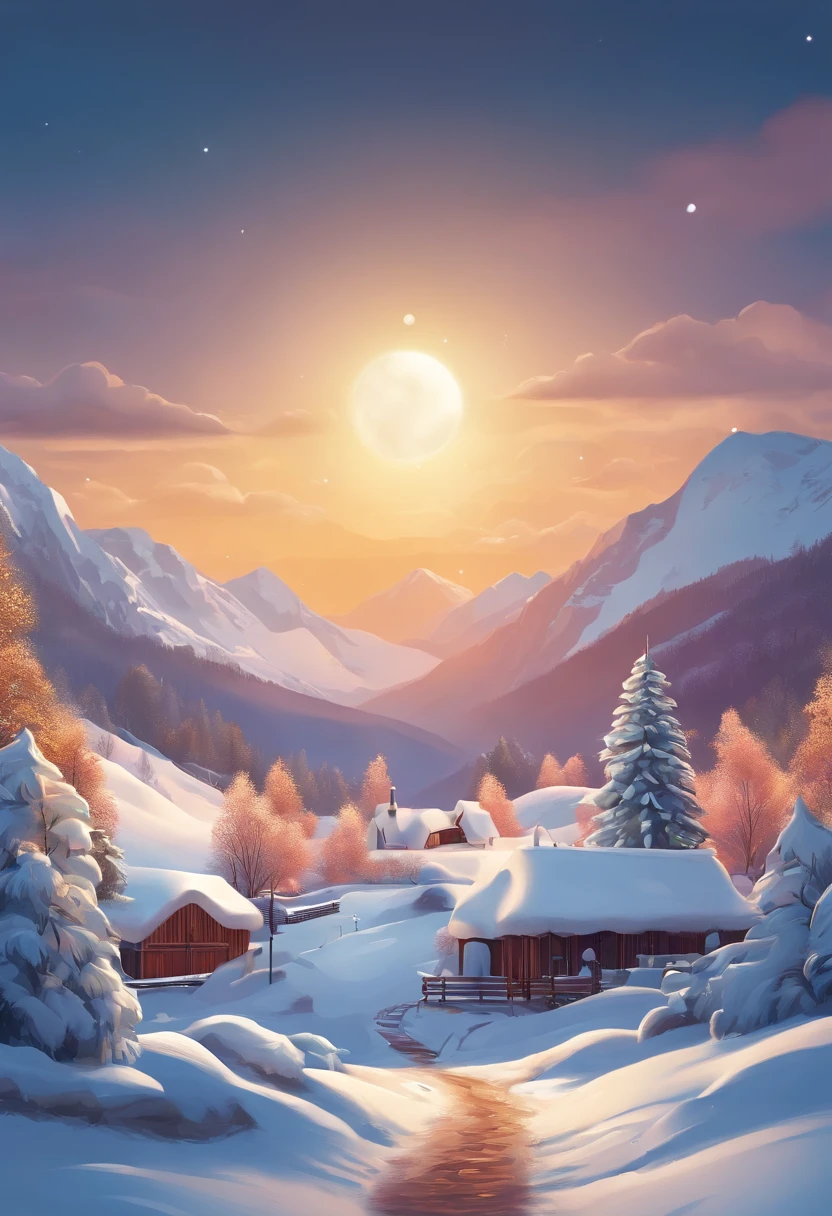 Flat illustration style,The solar term is cold,snowflower,Non-realistic,Business posters