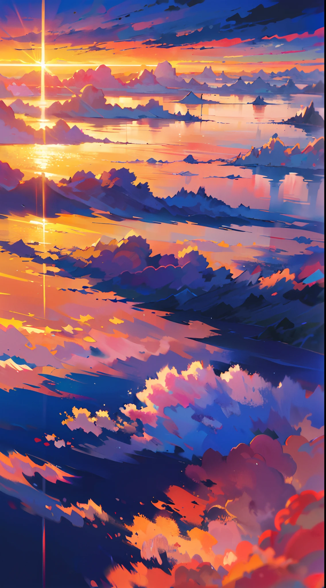 (best quality, 4k, 8k, highres, masterpiece:1.2),ultra-detailed,realistic red sunset sky,beautifully fluffy clouds,pink and yellow clouds forming a mesmerizing pattern,scenic view above the clouds,ethereal cloud world,clouds floating against a vibrant sky,awe-inspiring cloud formations,dreamlike atmosphere,hovering above the world,serene and tranquil ambiance,soft and gentle lighting,hint of golden rays illuminating the clouds,subtle hues of pink and purple,tinted with warm tones of orange,touch of golden glow on the horizon,majestic and breathtaking sight,distant mountains peeking through the clouds,expansive sky stretching out endlessly,feeling of freedom and serenity,tranquil beauty that takes your breath away,vivid colors contrasting against the sky,dramatic play of light and shadows,quiet and peaceful moment above the chaos,serene escape from reality,one with nature and the skies.