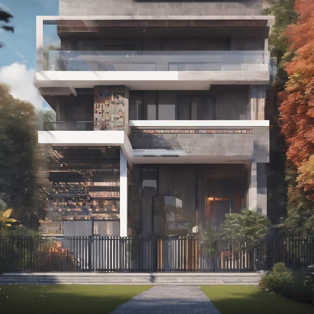A duplex house, is made of Superman colour and structur,Digital art, intricate details, highly detailed, close-up, hyper detailed, trending on artstation, sharp focus,octane render, unreal engine, highly detailed, intricate,full view in frame,small size