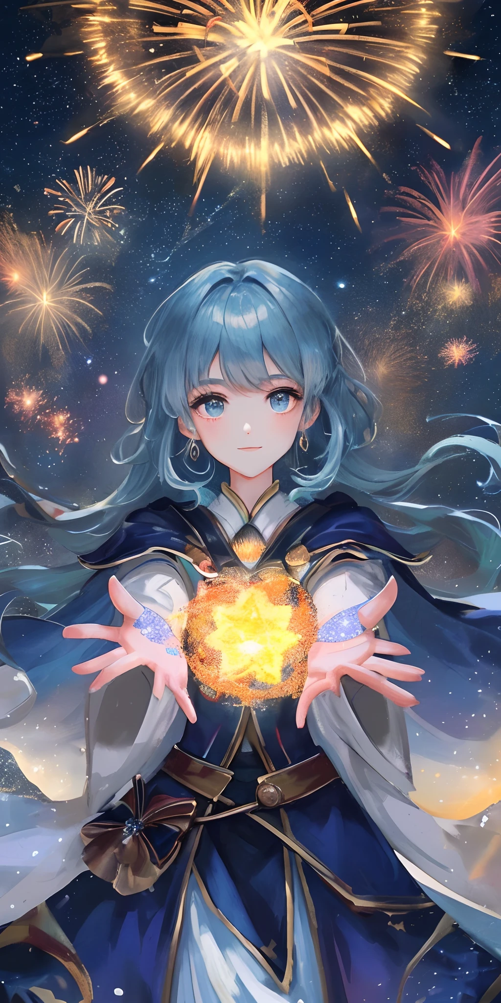 8K、Illustration of the Starry Night Wizard in Ultra HD detail。The main theme is1Show on the《Human wizards》Curly、Many fireworks light up the starry sky。She has magical powers、It is surrounded by dazzling fireworks。Hair shines like stars、The colors inside shine like colorful fireworks。
Beautiful starry sky background、It creates magical powers and an atmosphere of mystery.。big crowd々A scene of admiring the starry sky is depicted、There is a lively atmosphere in the air。
Pose gracefully like a wizard、Hold your wand in both hands、Get ready to unleash your magic。The magic she wields in the starry night is beautifully depicted.。
Dress up like a wizard.、Express a mysterious charm that rivals the magic of the starry night。Let the inner color shine brightly、It expresses her magical power and charm。
His expression is a smile full of confidence and grace.、Enjoy a starry night full of magical powers。Her eyes were filled with magical light.、You can feel your power as a wizard.。
The composition is centered on the subject.、The beauty of the starry sky and fireworks occupies the entire illustration。It depicts a fantastic world,The graceful figure of a wizard and the brilliance of magic come together.。
Fireworks lighting、The glow of the starry night illuminates the entire illustration.、Emphasize the attractiveness of wizards。
The colors are the splendor of fireworks and the mysterious colors of the starry sky.、The colorful glow of wizard costumes and hair is beautifully presented。The colors inside also look colorful..。
The effect depicts the glow and magical power of the fireworks、The charm and mystical power of wizards are more prominent。
The background effect is the dream scene of the starry sky and the vitality of the lively fireworks.、Emphasize the magical power and the mysterious charm of the starry night。