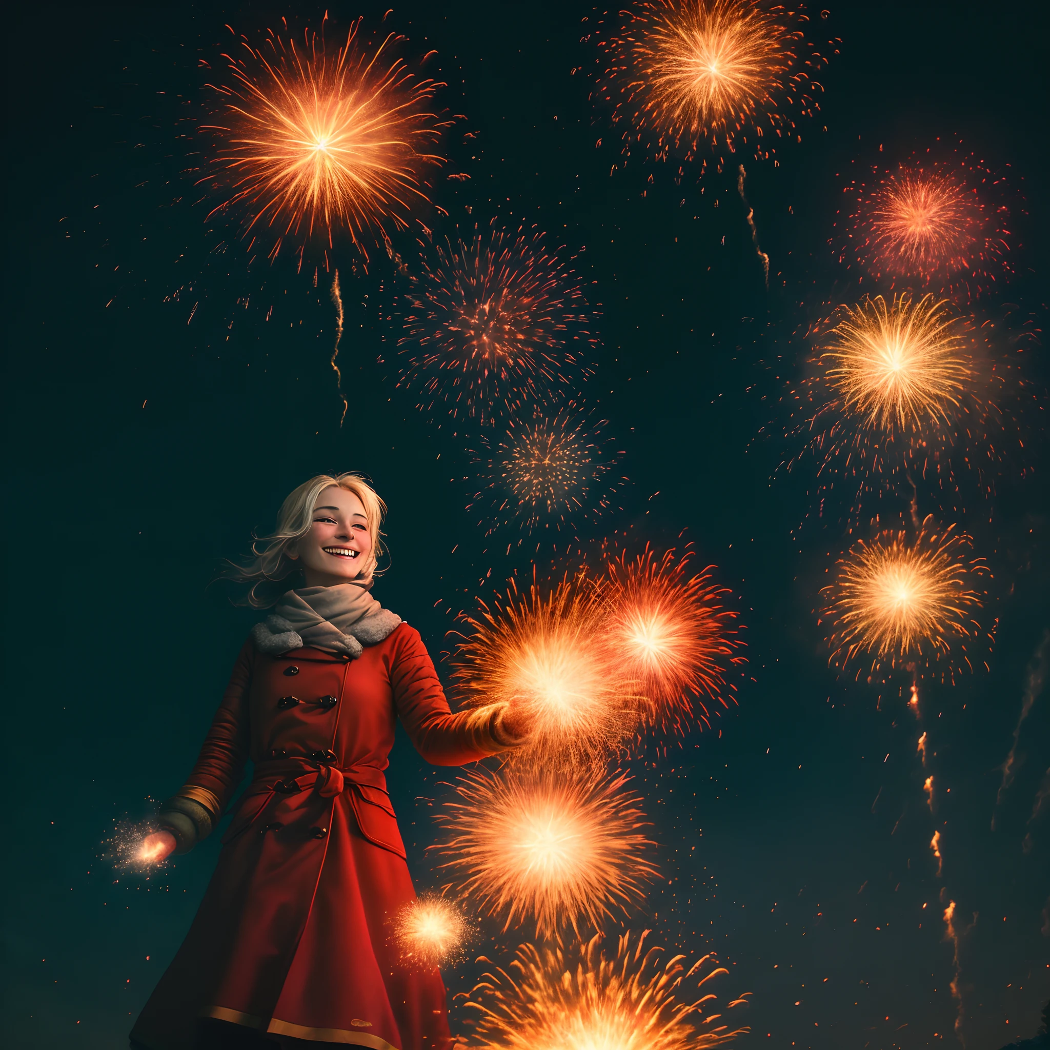fire works,grin,Winters,warmth,cheerfulness