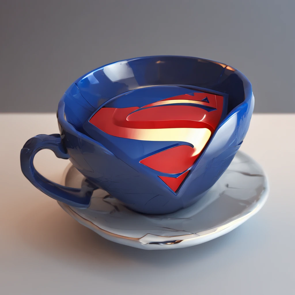 Superman style cup,octane render, unreal engine, highly detailed, intricate)