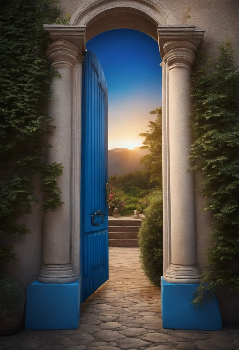 Open a door in another dimension, Tem uma tonalidade azul,Havia uma noiva dentro da porta。