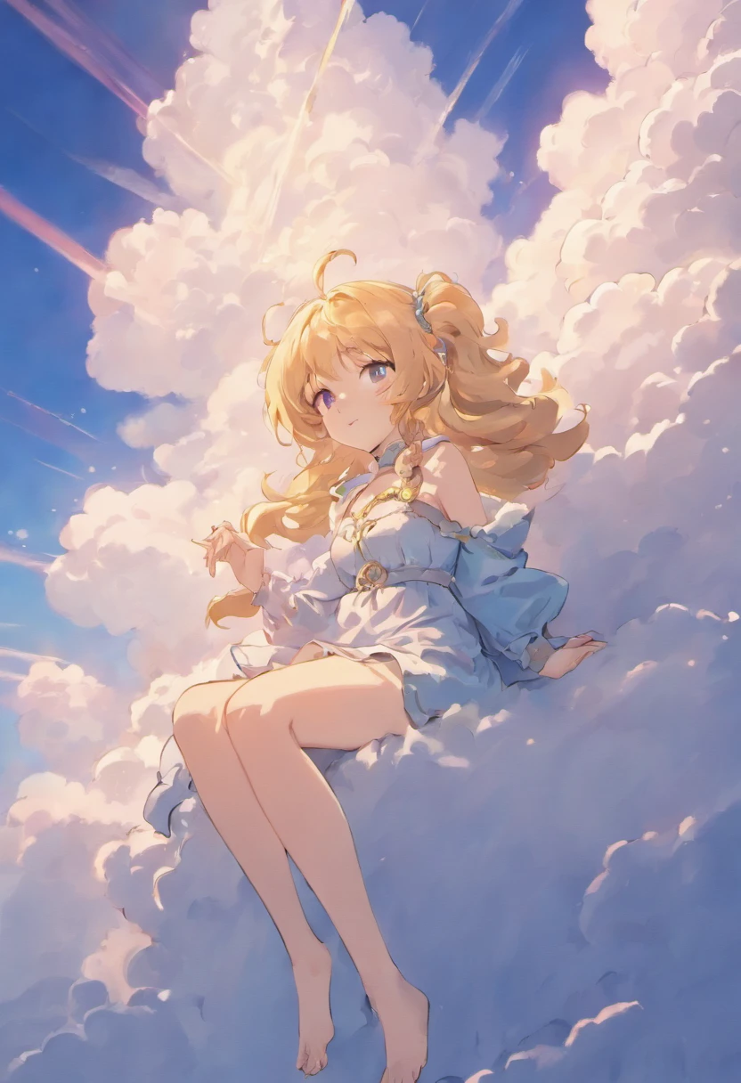 Anime girl sitting on a cloud in the sky, girl clouds, sitting in a fluffy cloud, Anime Cloud, beautifull puffy clouds. anime big breast, cloud goddess, upon the clouds, on cloud, beautiful cloud, Clouds. fantasy, Among the clouds, in a cloud, Anime Sky, cumulus cloud, high clouds, lie on white clouds fairyland, Nice clouds, Clouds