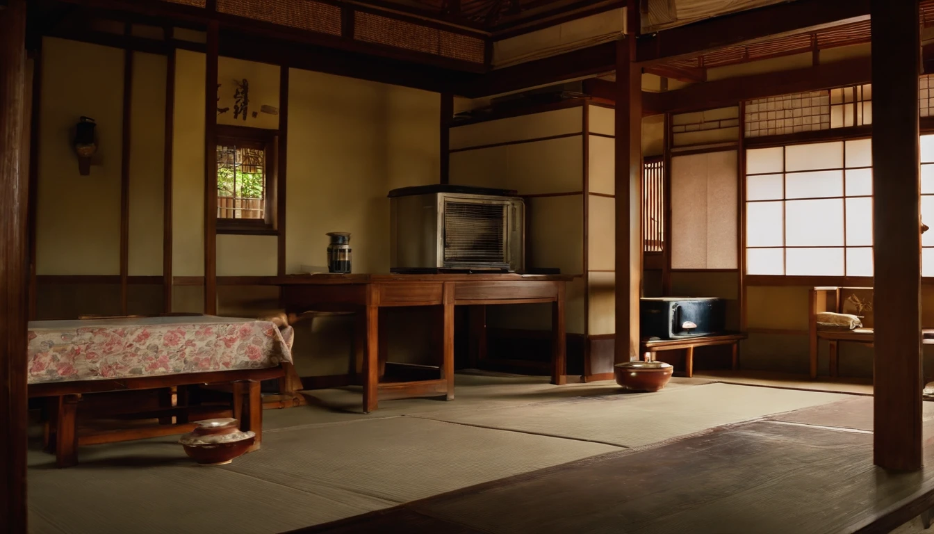 Inside the old Japan house dirt floor Intermediary Kamado poor poor Small dirty