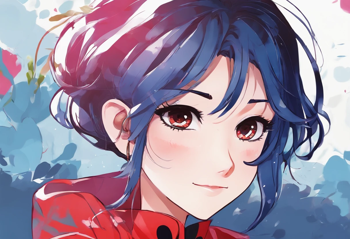 Make Marinette from the cartoon Ladybug,com cabelo azul, vestido vermelho de bolinha preta, melhor qualidade
