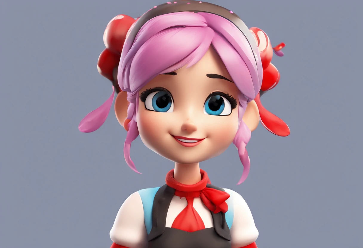 Make Marinette from the cartoon Ladybug,com cabelo azul, vestido vermelho de bolinha preta, melhor qualidade