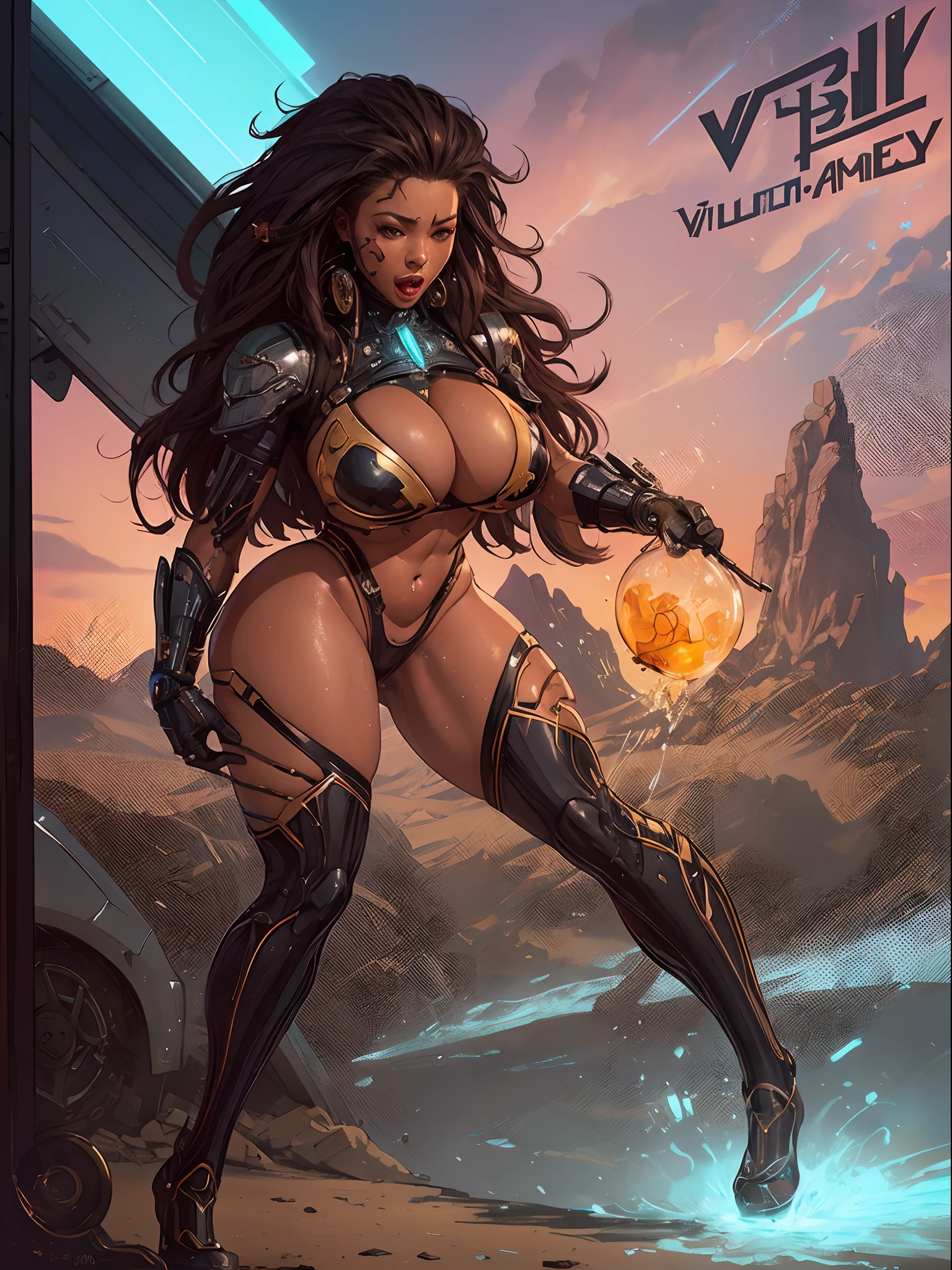 Woman in costume Doing lewd and lascivious things in desert, (((vulgarity))),Future Iwaba Young Woman, Beautiful futuristic himba woman, Futuristic Himba age girl, black African Woman Android, Beautiful Women of Warframe,pussy juice,(ecstasy face),((gasp)),embarrassed look, sexual excitement,ahegao, open mouth,super huge gigantic breast,wide hips,Whipped legs, Trending in art stations, African Cyberpunk Wizard, karol bak uhd, beautiful full-body concept art, epic sci-fi character art, rossdraws ,((Attitude of inviting a man to join you)),bewitching attitude,| afro futurism