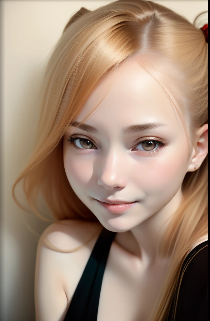 (((真实感、Realistic portraits)))、girl with、top-quality、Silky silver hair、Young breasts、Cute smile