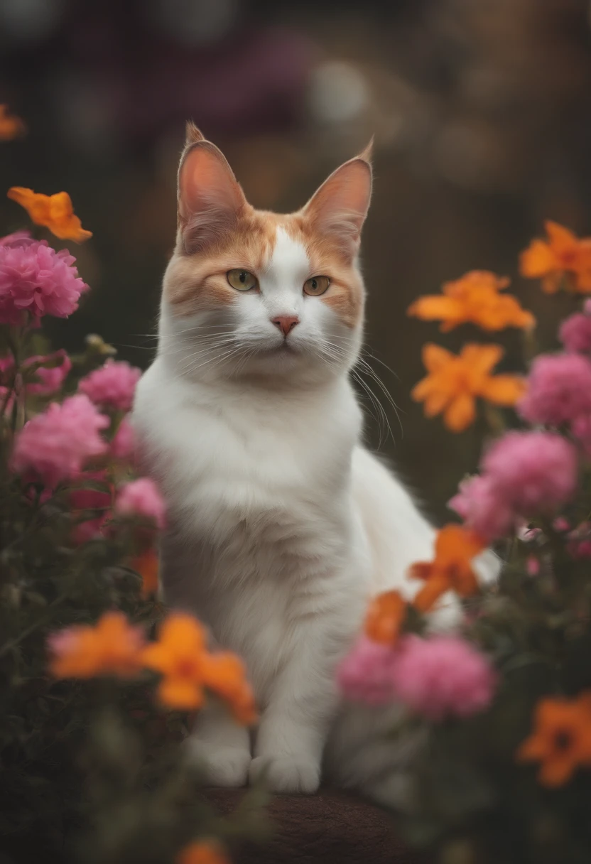 cat with rabbit ears flowers