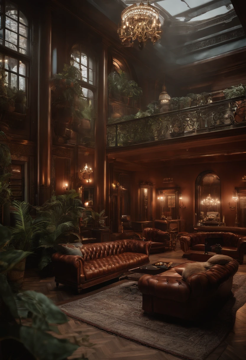 Casa Dieselpunk , vibrante, fotorrealista, Realistic, Dramatic, Escuro, foco nítido, 8k