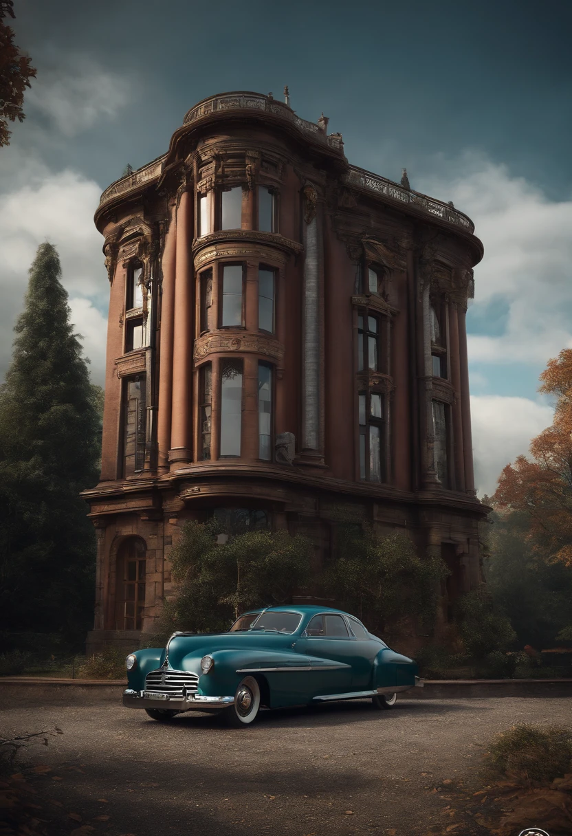 Casa Dieselpunk , vibrante, fotorrealista, Realistic, Dramatic, Escuro, foco nítido, 8k