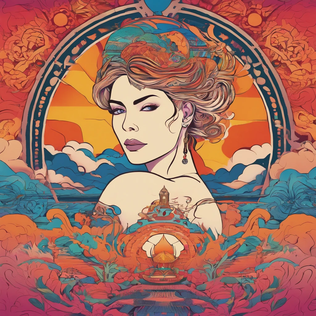 ((Best Quality, 8K, masutepiece :1.3)), 1girl in, Beautiful woman: 1.3, Beautiful face, Sensual body position, showing butt, Woman with full body horizontal, Saturated colors, psychedelic image, nffsw, mandalas, fractral, The costume, The tattoo, Painted body, bride, Slouching body, Art similar to Alex Gray's art, Lots of color saturation, Woman, vortex, A hyper-realistic, planet earth, burning, Galaxy --auto --s2