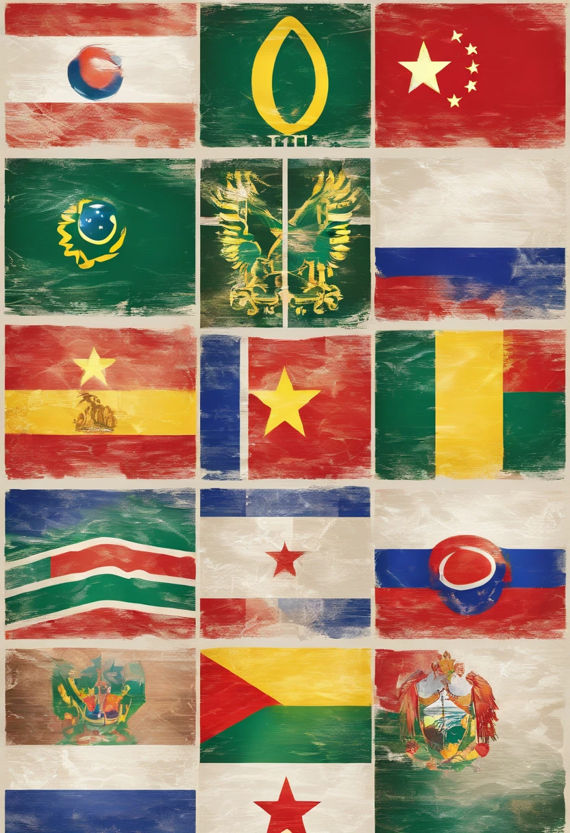 Logo with the flags of the countries: Brasil, Russia, india, China and South Africa