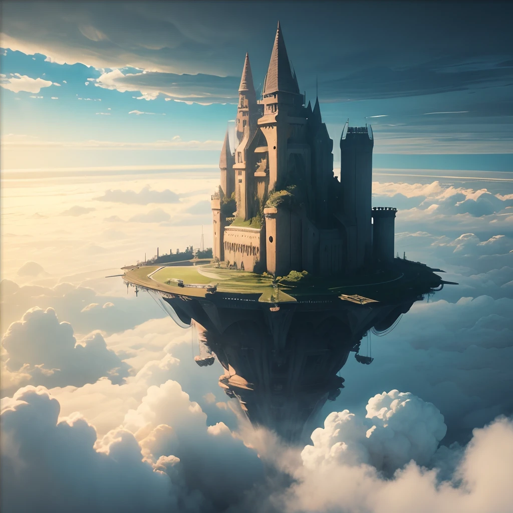Aerial fortress emerging from the clouds --auto