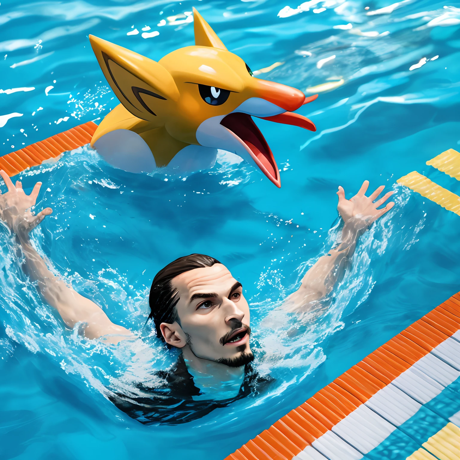Pokémon,Water Ibrahimovic,Fury,In the pool,head looking up