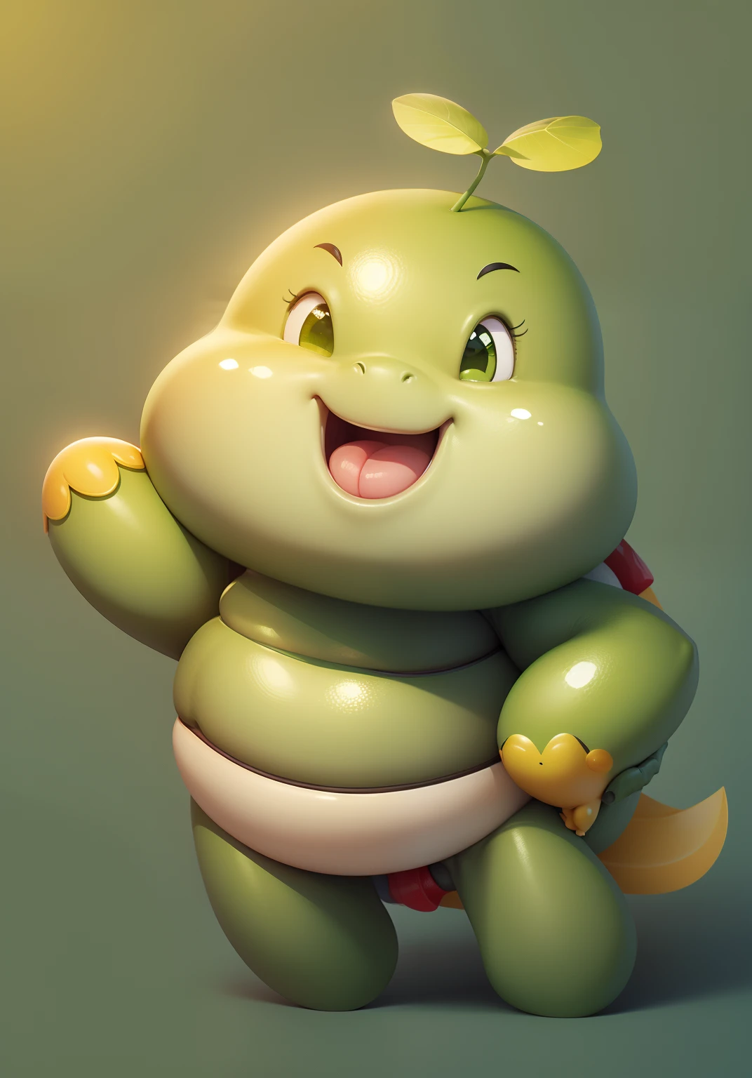 Cute cartoon,Green skin,The shell is brown,Redfaced,yellow nails,Yellow belly,ssmile