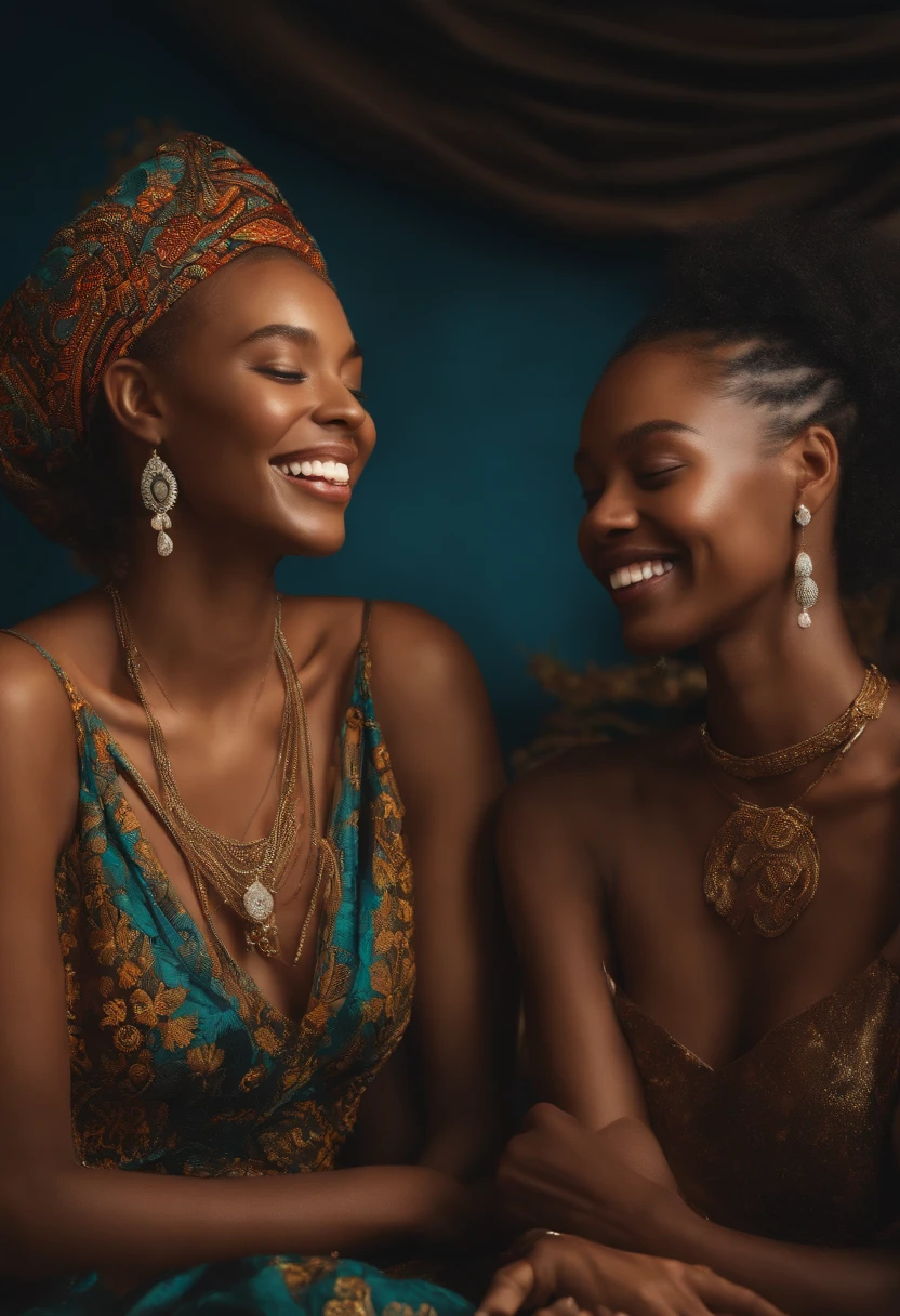 two women are smiling while both have teeth, in the style of ingrid baars, y2k
aesthetic, jocelyn hobbie, reylia slaby, focus on joints/connections, barbizon
school, wimmelbilder --ar 70:89