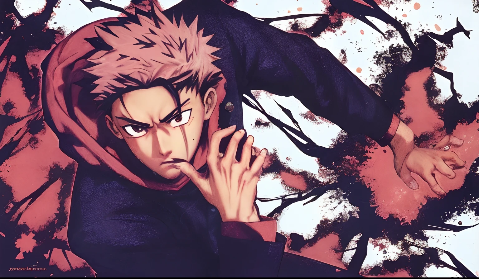 personagem de anime com cabelo vermelho e capuz preto em um fundo branco, Jujutsu Kaisen, Coringa se parece com Naruto, cara bonito na arte demon slayer, Coringa como Naruto, Gatilho Estilo de Arte de Anime, Ichigo Kurosaki, arte chave do anime, kentaro miura manga art style, Arte Oficial, Principais visuais de anime, Arte digital de Danganronpa, Anime Wallaper