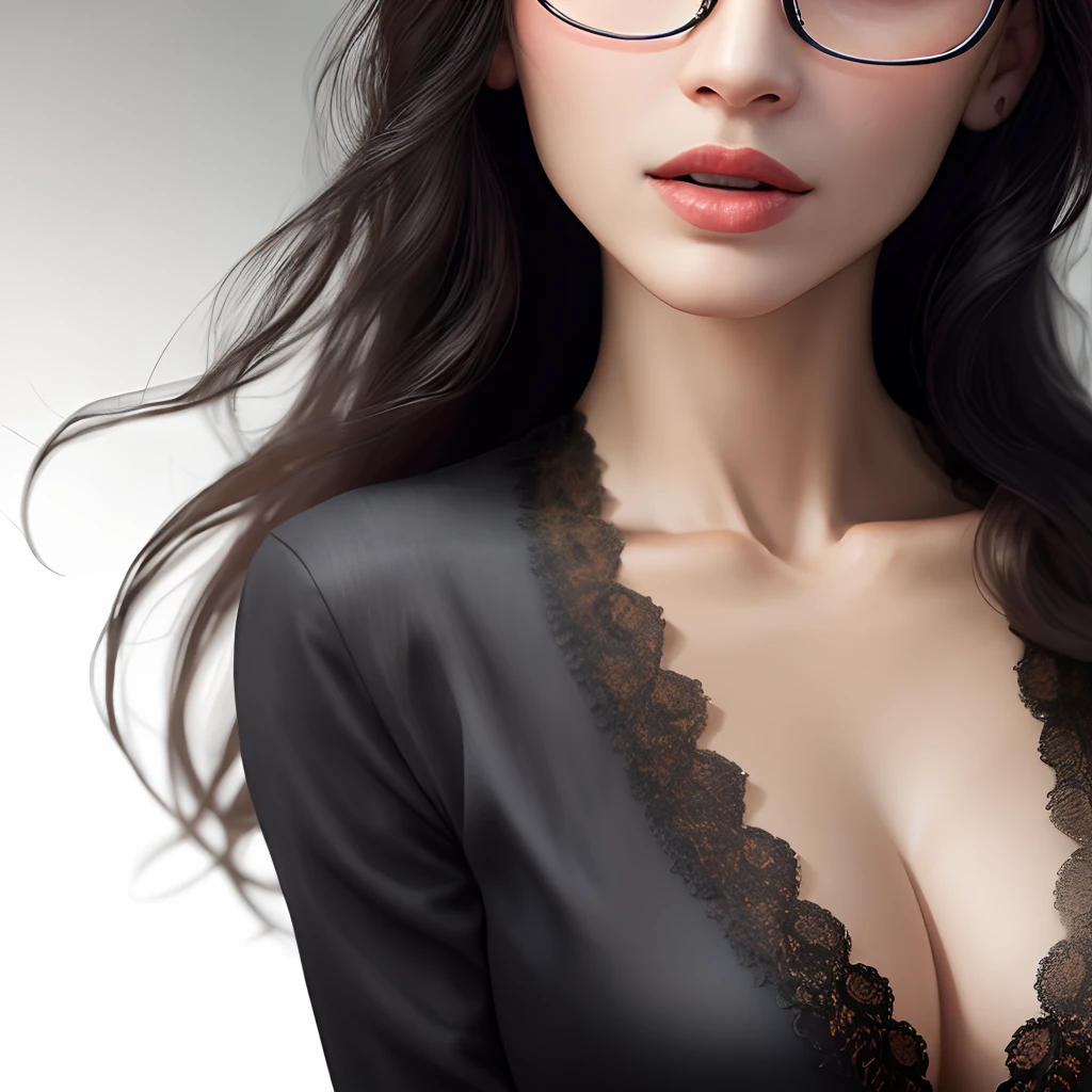 Masterpiece,Best quality,Ultra-detailed,8K,Detailed light,detailed shadow,primitive, (Detailed skin),(Realistic:1.2),
1girll,face,delicated face,Stick out your tongue,wears glasses,(Raised sexy),Large breasts,Very seductive expression,(Delicate black gauze pajamas),(Transparent texture:1.2),Vitreous luster,jewely,Body close-up,Facing the camera,Works of masters,perfect body figure