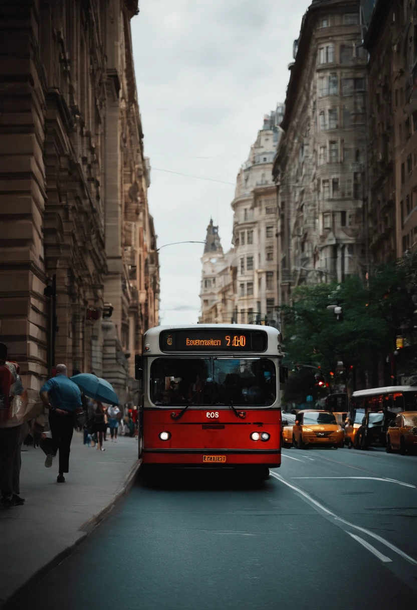 a photo of a caucasian person sprinting towards a red bus while the bus
departing from the bus stop, the person trying to catch the bus, evoke a sense
of urgency and frustration, summer, late night, crowded city center, vivid
colors, digital color film, high realism, soft natural lighting, photo taken by
DSLR camera, 50mm prime lens, --ar 1:1 50 --v 5.1 --s 2