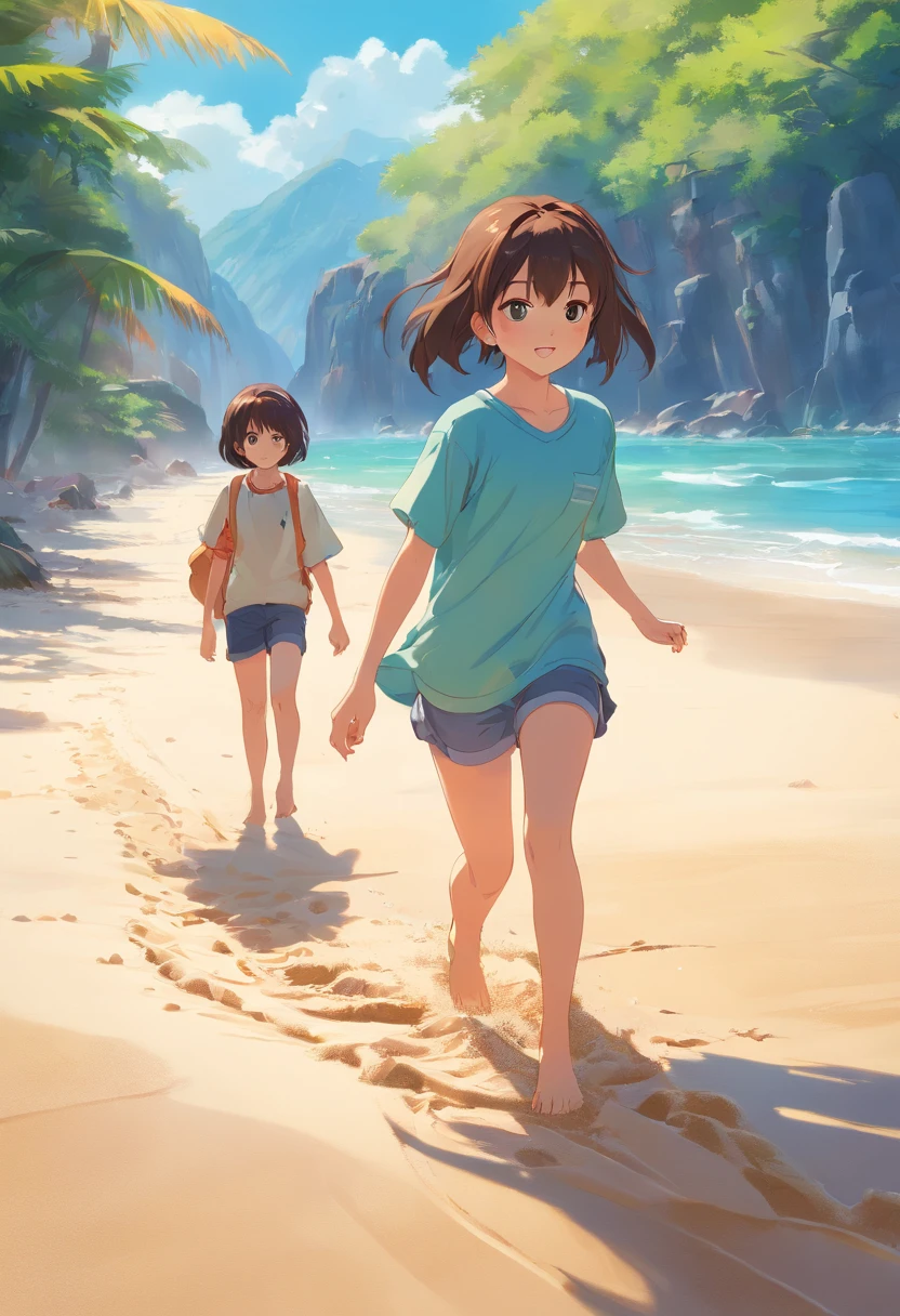 children playing on the sand, ross tran. scenery background, ryan dyar, environment painting, Beautiful oil matte painting, photorealistic landscapes, 4k hd matte digital painting, 8 k resolution digital painting, 8k resolution digital painting, hyperrealistic landscape, inspired by Raphael Lacoste, Illustration matte painting, beautiful digital painting