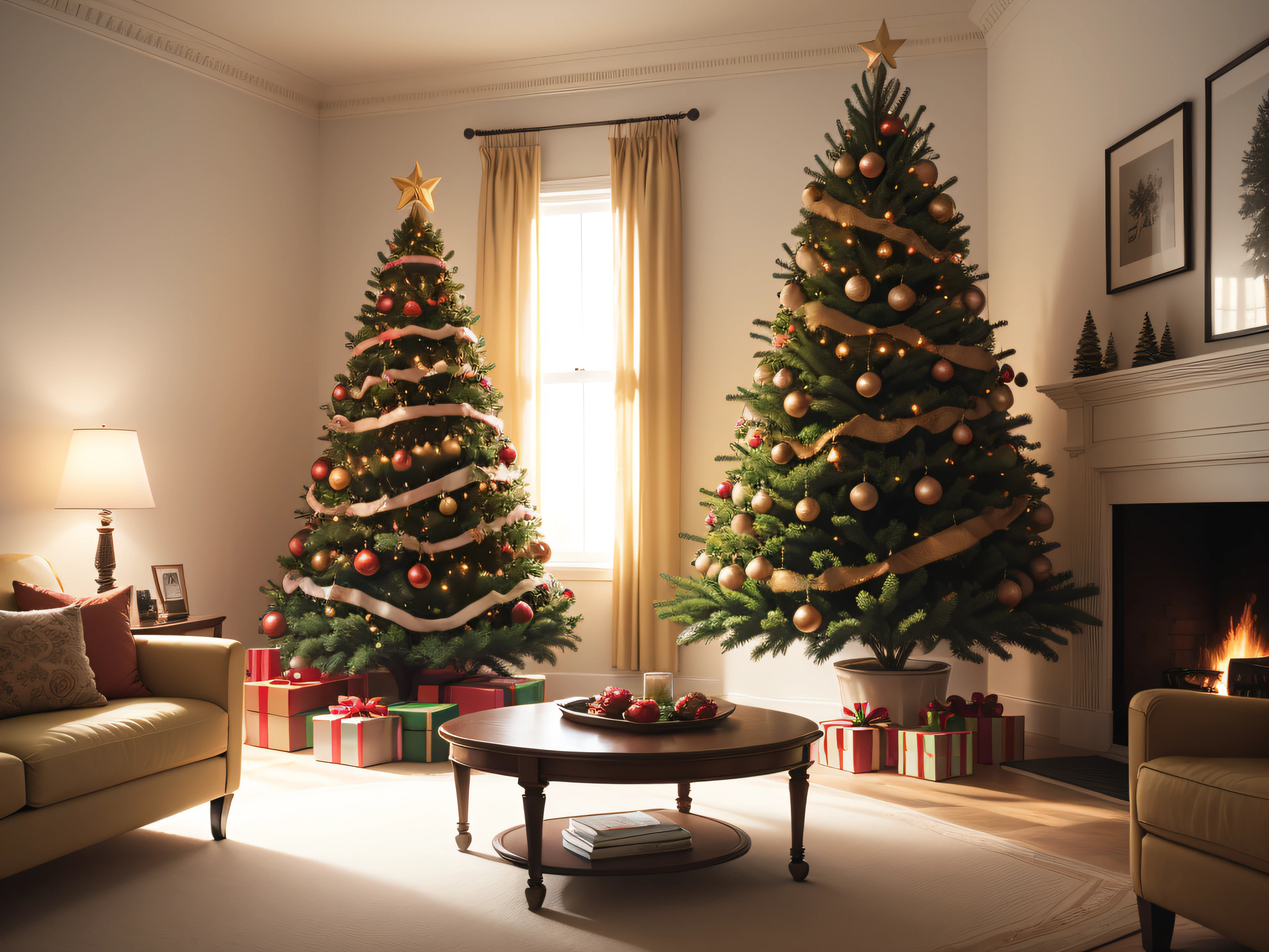 Arafed christmas tree in a living room with presents on the floor ...
