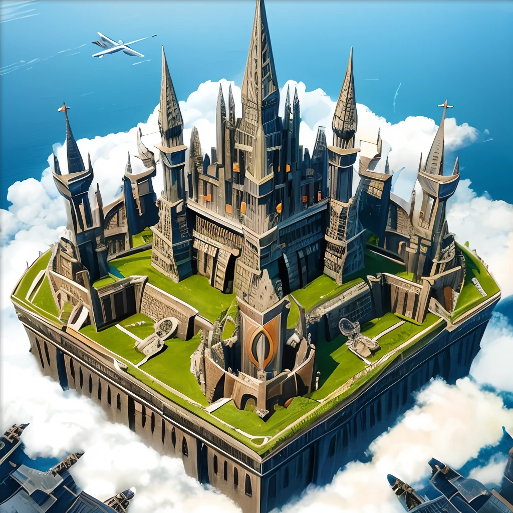 Overhead view illustration of the Aerial Fortress --auto