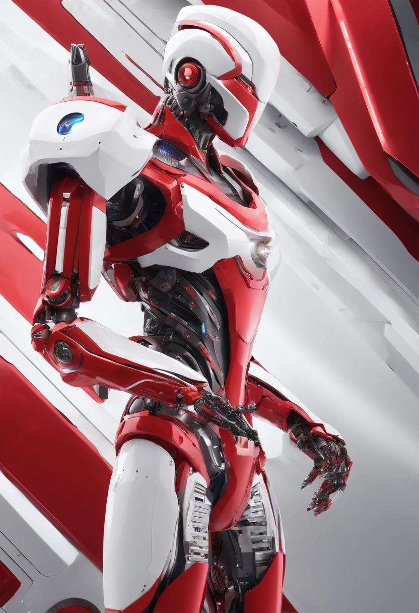 (best quality,4k,8k,highres,masterpiece:1.2),ultra-detailed,(realistic,photorealistic,photo-realistic:1.37),huge red and white robotic hand,impressive size,realistic textures,glistening metal surface,advanced mechanical joints,precise and intricate design,dynamic pose,hand grabbing air,intense concentration,industrial-grade engineering,artificial intelligence,advanced robotics technology,striking visual impact,sculptural masterpiece,innovative concept art,high-tech materials,futuristic style,contrast of red and white colors,subtle shading and highlights,ambient lighting,impressive scale.