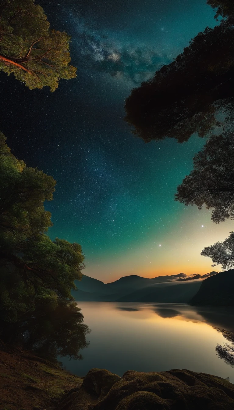 crie uma paisagem natural em que o sol e a lua saiam juntos