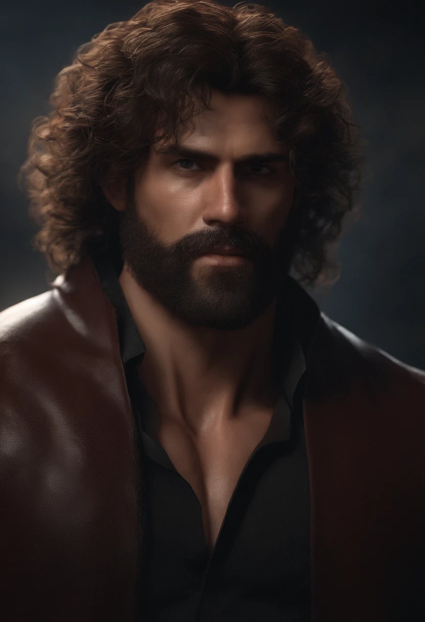 closeup de um homem negro com barba e chifres, pele vermelha, pele avermelhada, forte, peito peludo, pelos no peito, muitos pelos, demonio, Tiefling, Evil, 8K portrait rendering, Rosto e corpo detalhados, expression of anger, hairy, curly hair, Fotoreal, Unreal octane rendering 5. retrato de rpg, Arte conceitual 4K e hiper realismo, Arnold Maya render, cinematic realistic portrait, arte do personagem do motor irreal, daniel maidman octane rendering, Barba grossa altamente detalhada, hyper real render, black octane render, estranho, assustador, pesadelo, very disturbing nuclei, light particles , luz brilhante, Mshiff, Arte do papel de parede, Papel de parede UHD, Arte por Greg Rutkosky