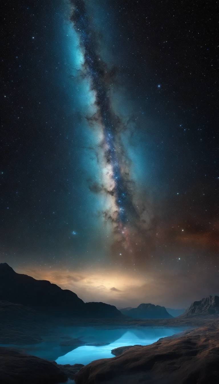 ((8K)) Starry sky with rivers and distant milky ways, galactic landscape, epic beautiful space scifi, cosmos sem fim no fundo, high detailed digital art, Space landscape，stellar，comets，Pillars of creation